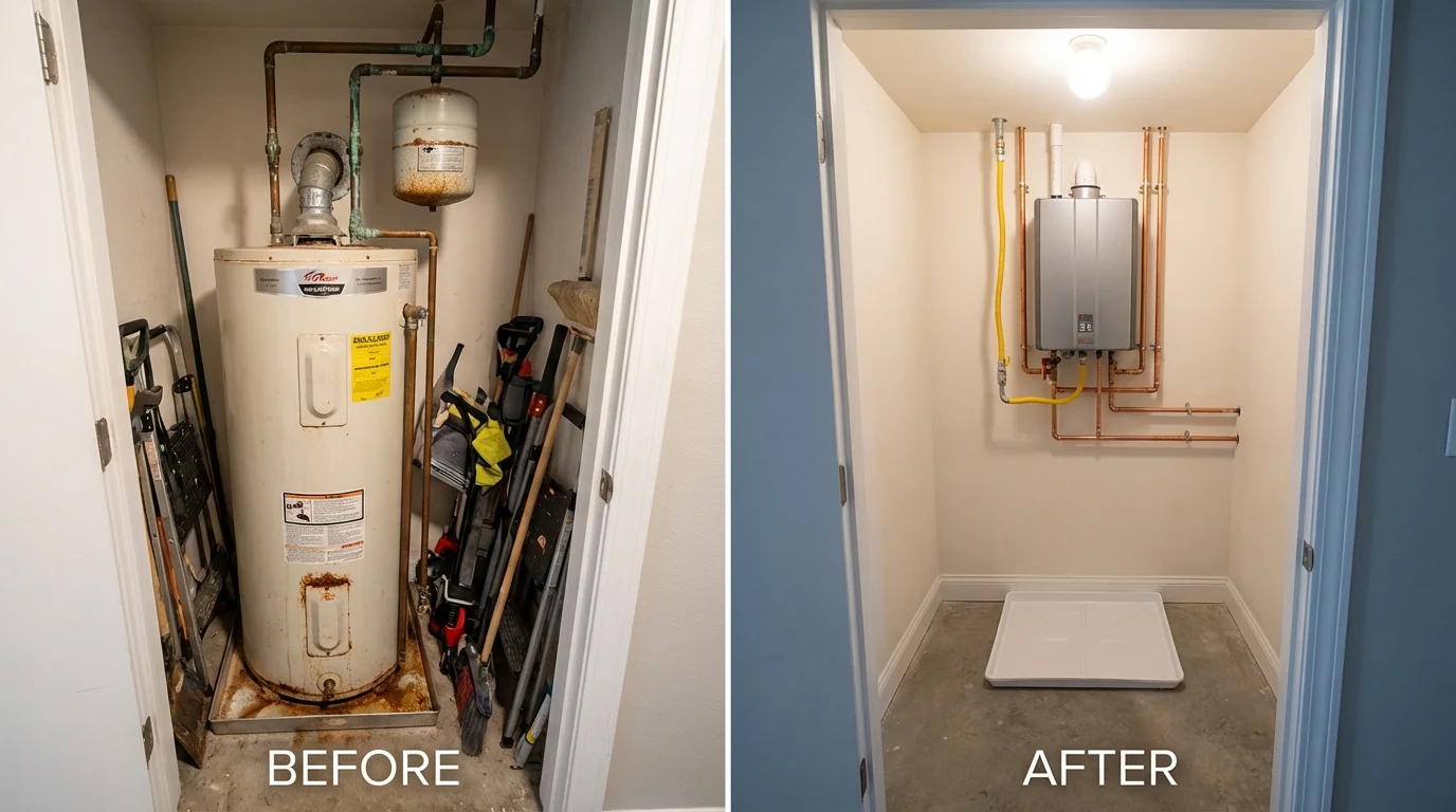 Tank water heater versus wall-mounted tankless unit comparison for Northport, AL homeowners
