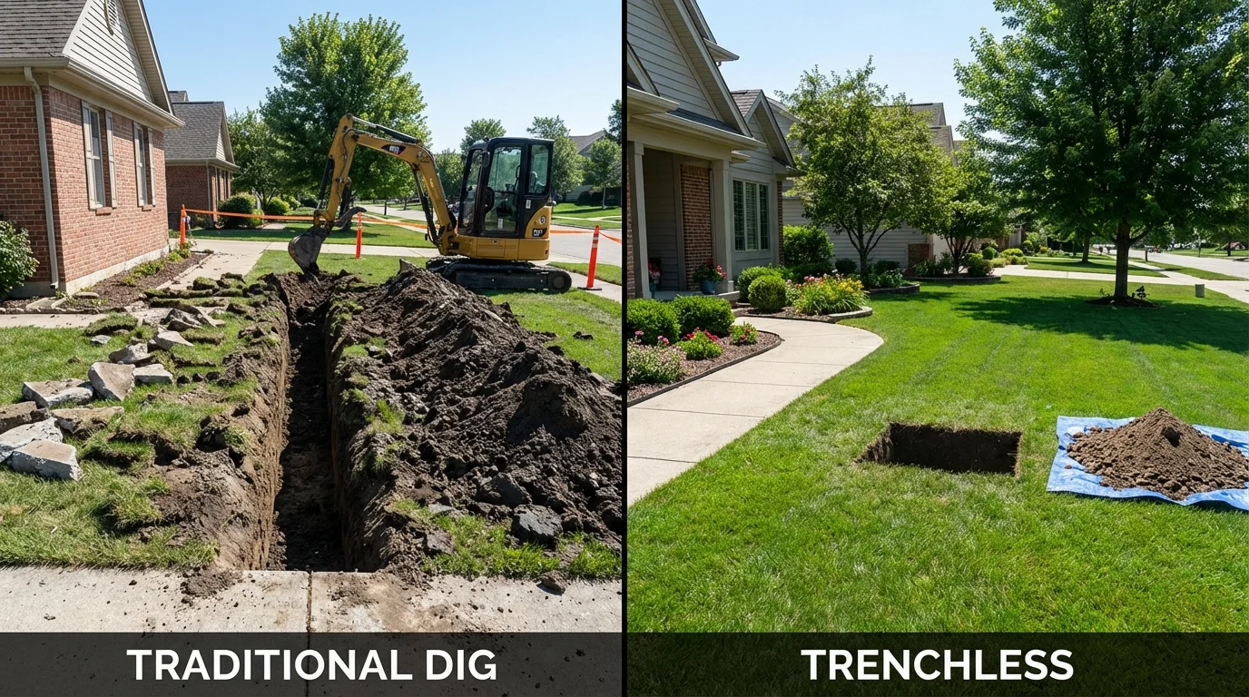 Trenchless sewer repair with minimal yard damage versus traditional excavation in Northport, AL